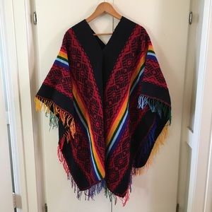 Peruvian Rainbow alpaca poncho